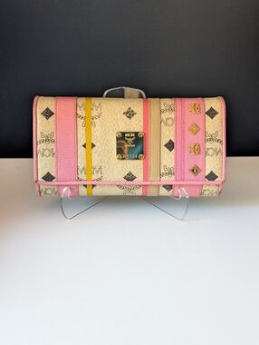 Authentic MCM Visetos Trifold Leather Long Wallet